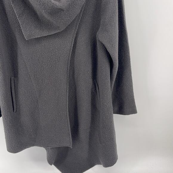Garnet Hill 100% boile wool drape front shawl collar asymmetrical hem jacket 12P - Picture 4 of 8